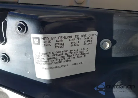 2006 Saturn Ion 2 z USA, uszkodzony, nr VIN 1G8AJ55F86Z167846